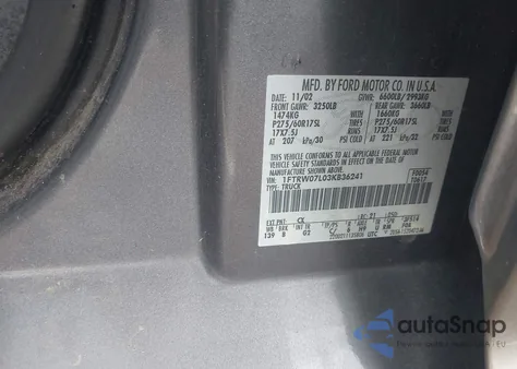 2003 Ford F-150 Lariat/Xlt from USA, damaged, VIN 1FTRW07L03KB36241